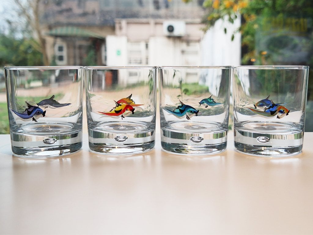 Balık Desenli Viski Bardağı