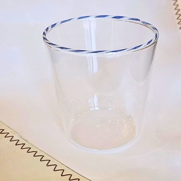 El İşi Mavi Beyaz Desenli Cam Bardak